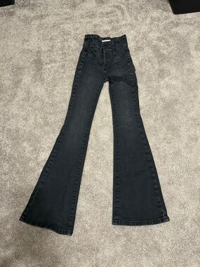 We The Free Washed Black High-Rise Flare Jeans